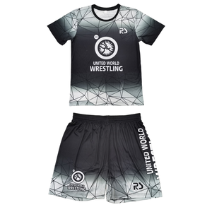 OEM 2025 personalizado de los hombres de 2 piezas BJJ conjunto de punto de lucha libre camisetas + pantalones cortos de sublimación completa de tamaño internacional ropa de artes marciales - Product Image 2