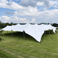 Tente extensible pour événements en plein air avec tissu imperméable et poteaux en aluminium noir