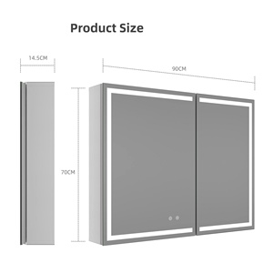 ตู้ยาติดผนังพร้อมกระจกอัจฉริยะในห้องน้ำ ขนาด 900x700 มม. <span class=keywords><strong>โครง</strong></span>อะลูมิเนียมอัลลอยด์ พร้อมไฟ LED ป้องกันฝ้า - Product Image 6