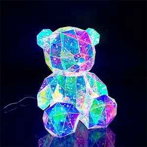Birthday Gift Decoration Led Teddy Bear Pet Bear Led Light New Design Holographic Film