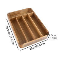 Organizador de Cajones de Cocina de Madera de Acacia, 5 Compartimentos, Porta Utensilios, Organizador de Gabinete de Madera Natural, Venta al Por Mayor