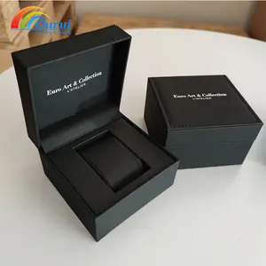 工厂销售低价低价最小起订量定制印花标志pu黑色皮革任何颜色可供长手表盒接受定制
