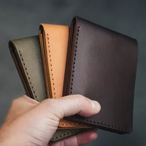 Veg Tanned Leather Wallet High Quality Real Leather Card Holder Bifold Wallet Leather Mens Wallets
