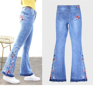 Taille UE Jeans en Denim de Haute Qualité Jeans à Broderie de <span class=keywords><strong>Fleurs</strong></span> pour Femmes - Product Image 5
