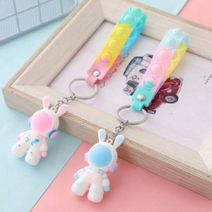 Cartoon-Style Space Rabbit <b>Keychain</b> Three-Dimensional PVC Figurine Pendant Small Gift for Schoolbag <b>Anime</b> Style - Product Image 2