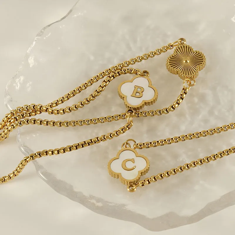 Perhiasan mode wanita gelang liontin Italia gelang inisial semanggi dapat disesuaikan gelang inisial semanggi pribadi