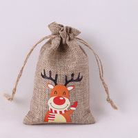 2024 logo personnalisé 6x4 "sac de rangement à cordon de Jute écologique père noël bonhomme de neige renne sacs-cadeaux de noël sacs de bonbons en gros