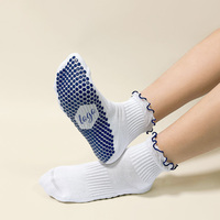 Chaussettes de Pilates antidérapantes à double grip avec logo personnalisé, chaussettes de yoga en coton et élasthanne pour femmes, pour studio de Pilates et entraînement