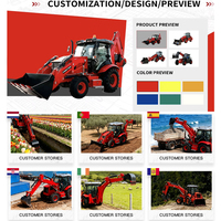 2.8 Ton Compact Backhoe Loader 4WD Diesel 1.5m3 Bucket CE ISO EPA4 untuk Sewa Kontraktor dan Operasi di Lokasi