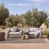 Ensemble de canapés et fauteuils en rotin d'extérieur, modernes, minimalistes, écologiques, durables, imperméables et résistants aux UV, pour villa, jardin, cour, hôtel, maison d'hôtes