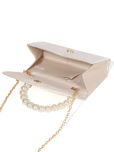 Bell Luxury High Quality Square Satin Evening <b>Clutch</b> Bag Pearl Pleated Design for Women's Elegant <b>Wedding</b> Fashion Handbag - Product Image 6