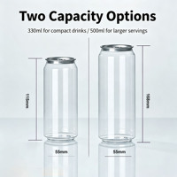 Boîtes en plastique PET faciles à ouvrir de 330 ml et 500 ml, boîtes transparentes pour boissons avec couvercle à anneau de traction pour jus, soda, café