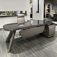 Bureau de direction moderne et luxueux personnalisé pour bureau à domicile Table de directeur en bois MDF peint nouveau design avec panneau en métal