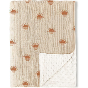 Super morbido stampato in cotone mussola frontale e in pile punteggiato con spalle in nurky coperte per letti da neonato - Product Image 4