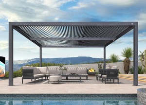Pergola motorisée en aluminium, toit à lames bioclimatiques, imperméable, gazebo extérieur robuste, télécommande pour <span class=keywords><strong>terrasse</strong></span> - Product Image 2