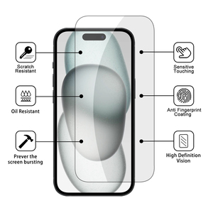 Protector de pantalla de vidrio templado transparente 2.5D para iPhone 17 Air 15 14 13 12 Pro Max XS MAX XR <span class=keywords><strong>película</strong></span> protectora para Samsung - Product Image 6