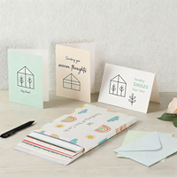 Cartes de vœux personnalisées uniques en vrac, vierges à l'intérieur, enregistrables, avec inscription « Je pense à toi », cartes d'encouragement avec enveloppes