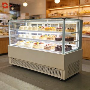 Refrigerador Comercial para Panadería de Acero Inoxidable, Vitrina Exhibidora de Pasteles con 2 Puertas de Vidrio, Enfriamiento por Aire, Estantes Ajustables para Café - Product Image 1