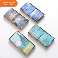 Journal de voyage vintage Van Gogh Nuit étoilée en PU avec bande élastique, plusieurs poches pour cartes, carnet rechargeable, logo personnalisé avec boîte cadeau