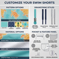 Trajes de Baño 2 en 1 para Hombre con Estampado de Tortuga, Secado Rápido, con Forro de Compresión, Shorts de Playa, OEM ODM Personalizados