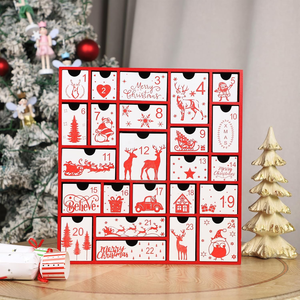 Grande casetta in legno con cerniera 35x25x9, scatola in legno per calendario dell'avvento con 24 cassetti, scatola in legno per calendario dell'avvento. - Product Image 5