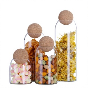 Stoples Kaca Bulat Berkualitas Tinggi dengan Tutup Gabus untuk Menyimpan Makanan, Rempah-rempah, Teh, Kue Kering, dan Permen - Product Image 4