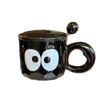 Mug en céramique à motif de dessin animé mignon avec couvercle à vis, idéal pour les filles et les couples, cadeau de Chine continentale