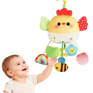 Jouets musicaux suspendus pour siège auto et berceau de bébé, 0-24 mois, jouet éducatif sensoriel en peluche douce, cadeaux pour nouveau-nés, crabe, poussin, cheval - Product Image 1