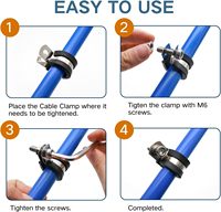 Kit d'assortiment de colliers de serrage pour câbles, lot de 25 colliers de serrage en acier inoxydable avec coussinets en caoutchouc (1/4'', 5/16'', 3/8'', 1/2'', 5/8'', 3/4'' pouces)