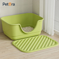 Bac à litière pour chat Petora, pour animaux domestiques, à bords hauts, anti-déversement, avec tapis de litière