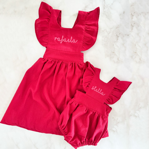 Crianças Roupas Meninas Vestidos De Algodão De Linho Natal Vermelho 2025 Baby Romper Sets Crianças Roupas Meninas Vestidos - Product Image 2