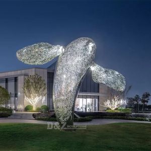 ประติมากรรมปลาวาฬสแตนเลสกลางแจ้งพร้อมไฟตกแต่ง - Product Image 4