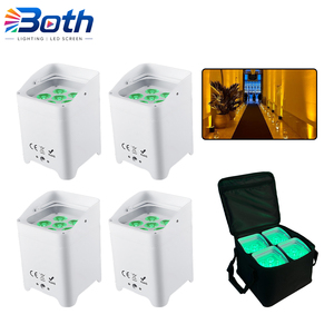 4pcs with bag Battery Powered 6x18W RGBWA+UV LED Stage Wash <b>Light</b> <b>Wireless</b> WiFi APP for Live Performance - Product Image 1