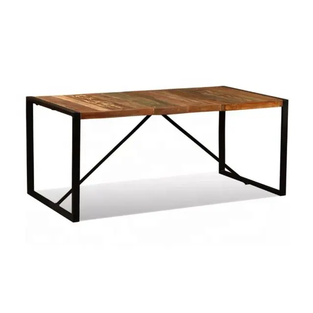 Industrial Vintage Dining Table Top with Black Finish Folding Metal Legs Base Restaurant Table