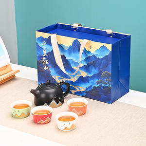 Juego de Té Kung Fu Creativo y Cultural, Caja de Regalo con Tetera y Cuatro Tazas de Cerámica, Recuerdo con Diseño de Mil Millas de Ríos y Montañas - Product Image 2