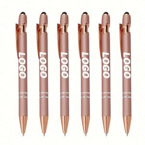 Stylet et stylo à bille rétractable 2-en-1 personnalisé pour écrans tactiles, corps métallique, encre noire 1,0 mm, cadeau idéal - Product Image 1