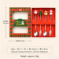 Pure titanium lepel Kerstman Kerstboom Koffielepel Dessert Fruitvork Kerst Servies Cadeauset Vakantie Feestdecoratie