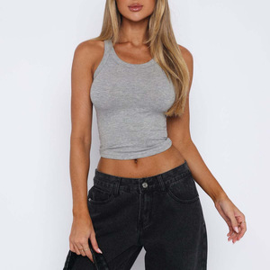 Lady bianco nero a coste Crop canotta <span class=keywords><strong>donna</strong></span> all'ingrosso - Product Image 3