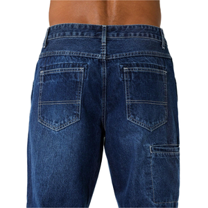 <strong>Men's</strong> Dark <strong>Denim</strong> Blue Relaxed Drop Crotch <strong>Jeans</strong> Mid Waist Utility Casual Style Breathable and Washable for All Seasons - Product Image 6