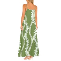 Sortie d'usine lâche Silhouette robe de plage Puakenikeni motif Design personnalisé Maxi robe à imprimé hawaïen