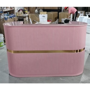 2024 طاولة استقبال حمامات صحية أمامية شهيرة باللون الوردي طاولة طاولة مكتب صراف طاولة طاولة بيضاء لصالونات تجميل الأظافر بشعار مخصص - Product Image 4