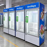 Congélateur vitrine commercial vertical à porte vitrée, 1, 2, 3 ou 4 portes, pour la vente de produits surgelés