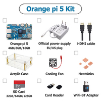 Nuevo Orange Pi 5 4GB 8GB 16GB RK3588S Kit de computadora de placa única Estuche opcional, ventilador de refrigeración, adaptador de corriente, disipadores de calor, tarjeta SD