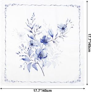 Servilletas <span class=keywords><strong>de</strong></span> lino y algodón con estampado floral azul 17,7 ''/45cm cuadradas para ajustes <span class=keywords><strong>de</strong></span> mesa elegantes - Product Image 3