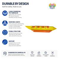 Bateau banane gonflable personnalisé pour jeux aquatiques, en PVC, capacité 100-500 kg, équipement gonflable aquatique pour parcs aquatiques et complexes hôteliers