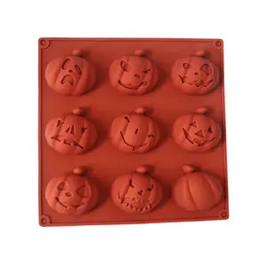9腔南瓜硅胶巧克力模具万圣节蛋糕烤盘冰块托盘果冻模具