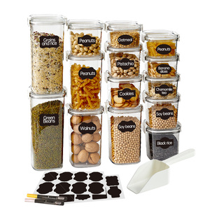PET Airtight Food Storage Containers Plastic Cereal Containers With Easy Buckle Lids Kitchen Pantry Organizer Storage Containers
