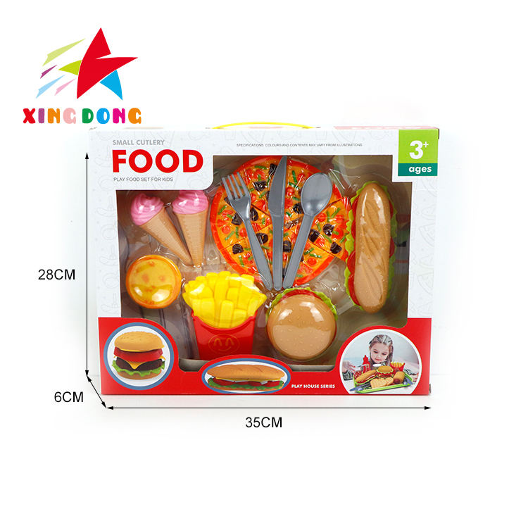 Wholesale Mini Miniature High Quality Pretend Play Plastic Set Food Toys  Role Play Fast Food Burger Kitchen Fast Food Toys