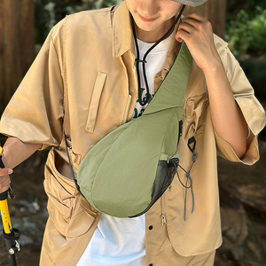 กระเป๋าคาดหน้าอกแบบแฮนด์ฟรีน้ำหนักเบาสำหรับกีฬากลางแจ้ง เดินป่า สีพื้น กระเป๋าสะพายข้างขนาดเล็ก ใส่โทรศัพท์ ดีไซน์สไตล์ญี่ปุ่น - Product Image 2