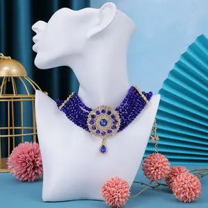 Nouveau Design <span class=keywords><strong>Collier</strong></span> de Perles Colorées Style <span class=keywords><strong>Marocain</strong></span> Tissé à la Main pour Femme, Idéal Robe de Mariée - Product Image 1